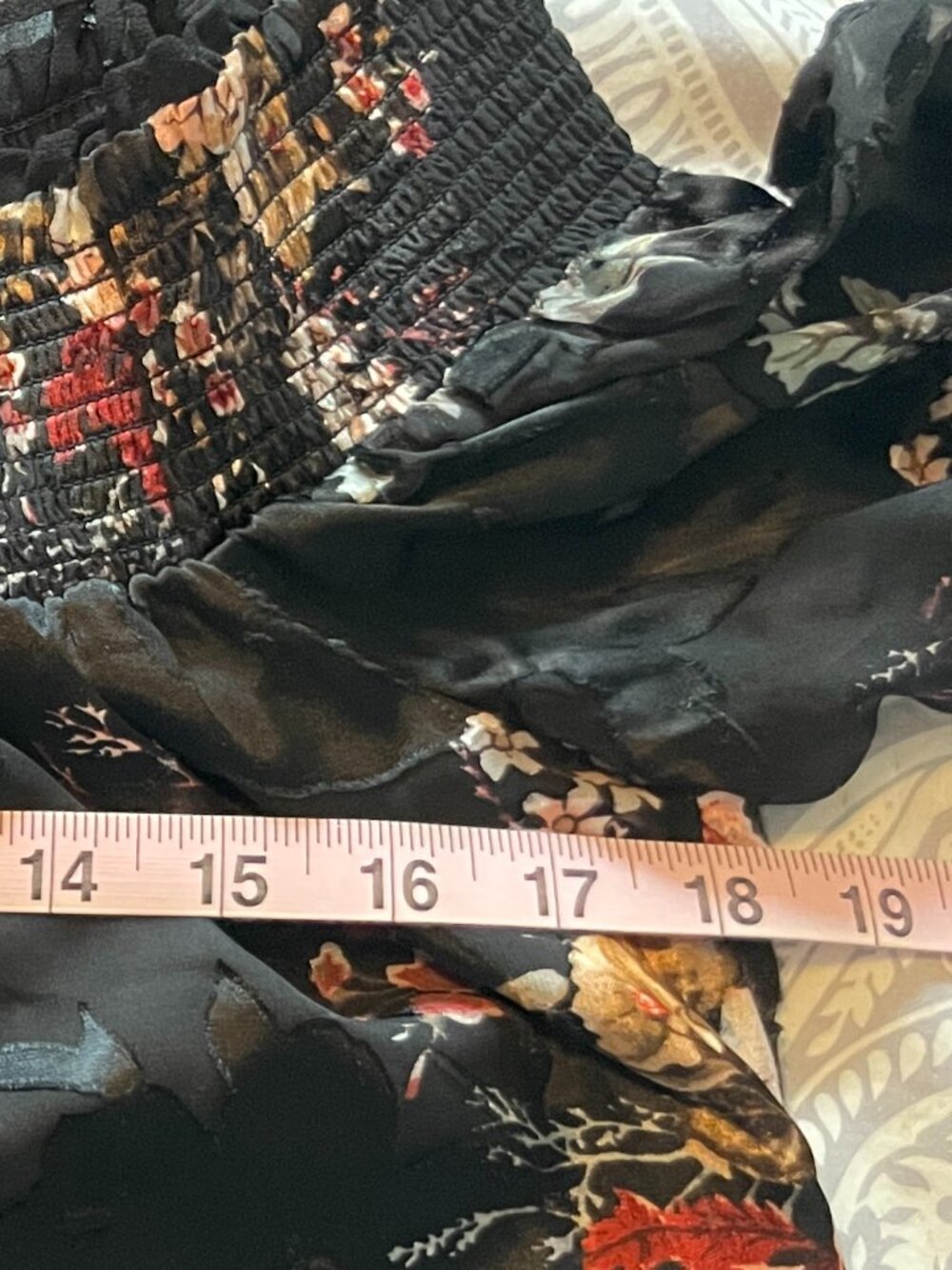WHBM Gothic Romantic Velvet Burnout Off-Shoulder Long-Sleeve Sheer Floral Top - Picture 9 of 13